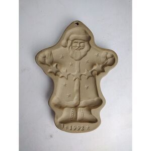 Brown Bag Christmas Cookie Art Mold Santa Claus with Stars St. Nicholas 1992